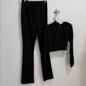 Women's Black Hoodie and Pants Set